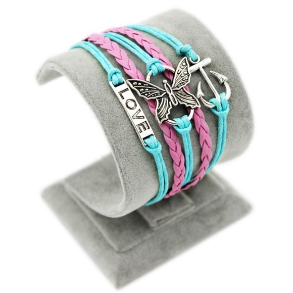 Multilayer Butterfly Anchor Love Charm Bracelet - Picture 2 of 7